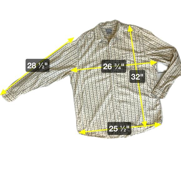 Lucky Brand Y2k Button Down Shirt Men's XXL Long Sleeve Floral Ivory Western Vtg - Picture 5 of 16